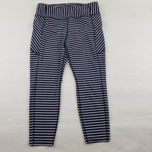 Athleta Contender 7/8 High Rise Legging Womens XL Blue Stripe 25" Stretch Tight - Picture 2 of 14
